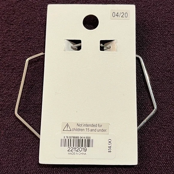 Express Silver Hexagon Hoop Earrings - New With Tags - Picture 3 of 5